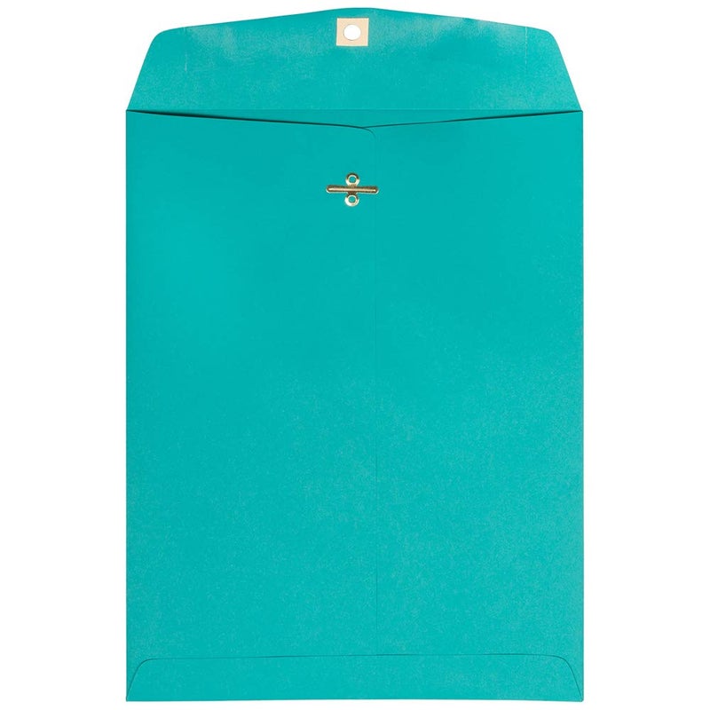 JAM PAPER 9 x 12 Colored Envelopes with Clasp Closure - Sea Blue Recycled - 100/Pack - Image 1